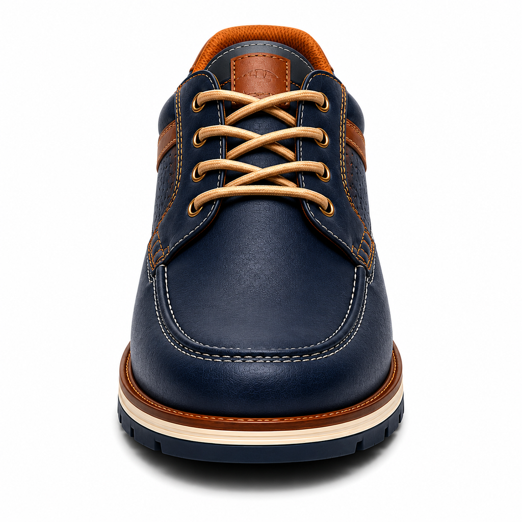 Scarpe Casual Eleganti Uomo Blu Navy con Dettagli Cognac e Suola Comfort Premium