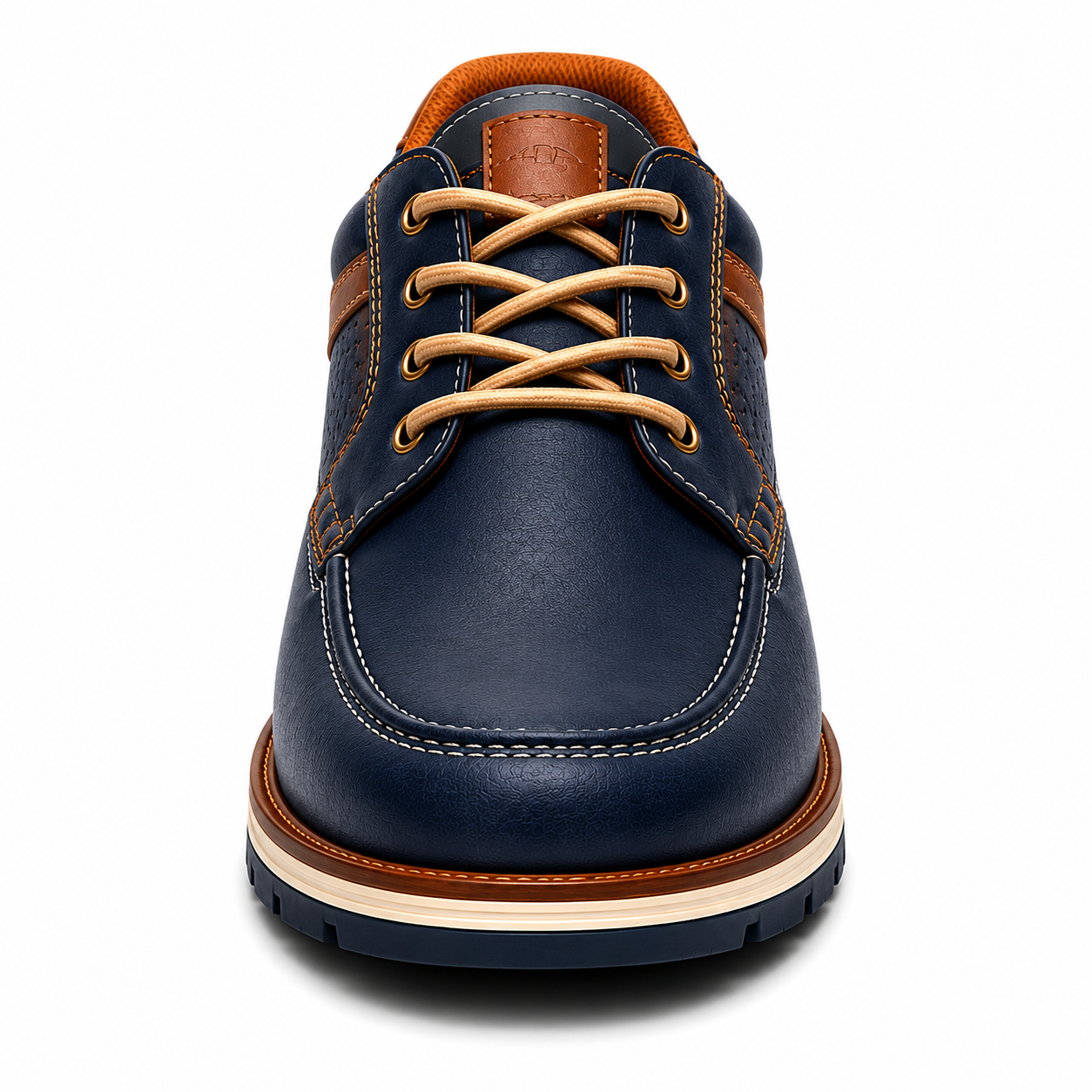 Scarpe Casual Eleganti Uomo Blu Navy con Dettagli Cognac e Suola Comfort Premium