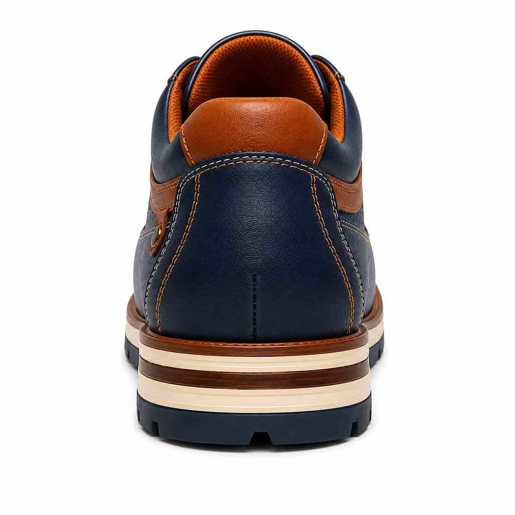 Scarpe Casual Eleganti Uomo Blu Navy con Dettagli Cognac e Suola Comfort Premium