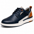 Scarpe Casual Eleganti Uomo Blu Navy con Dettagli Arancioni e Suola Comfort