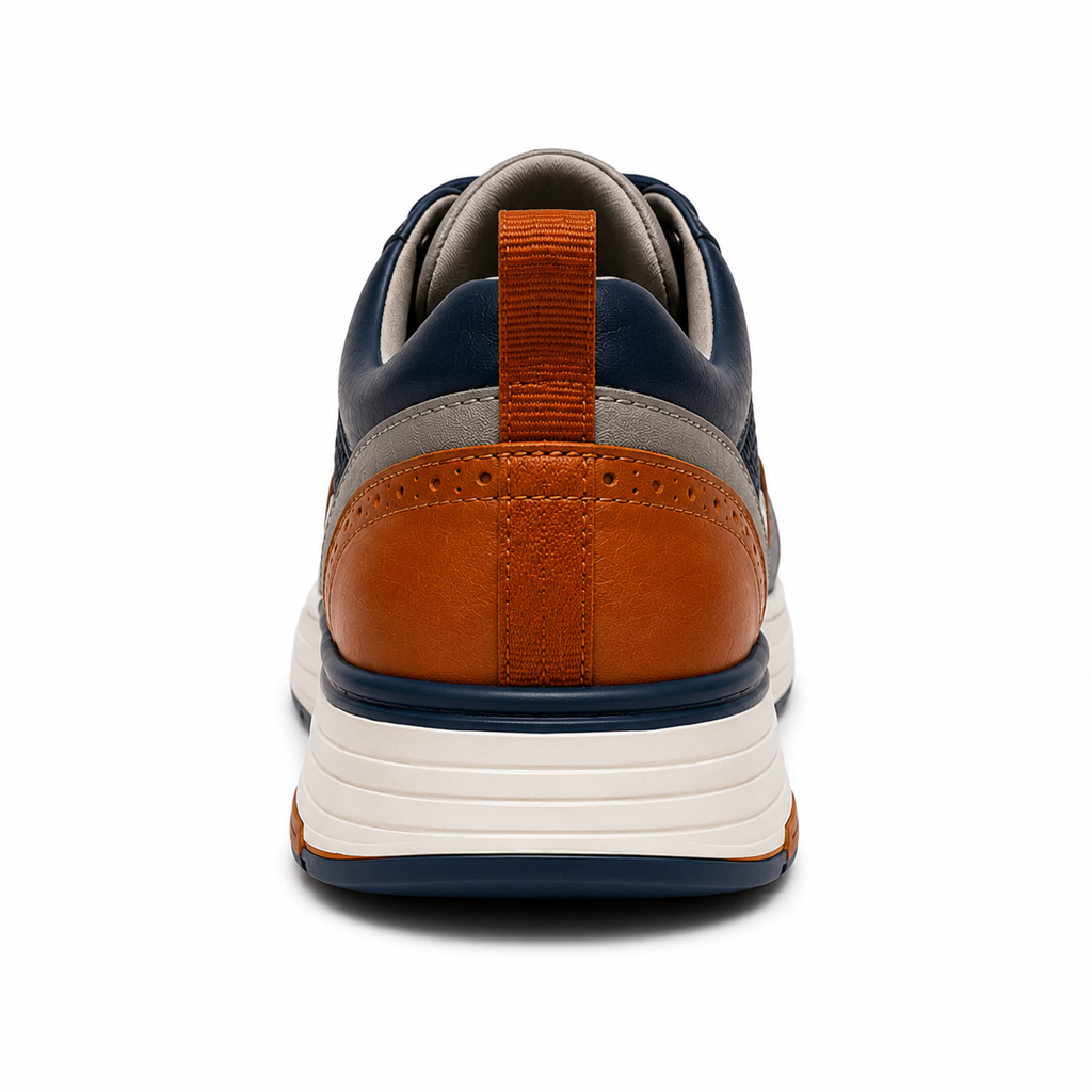 Scarpe Casual Eleganti Uomo Blu Navy con Dettagli Arancioni e Suola Comfort