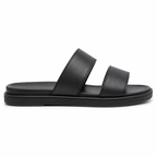 Sandali in pelle nera con design minimalista.