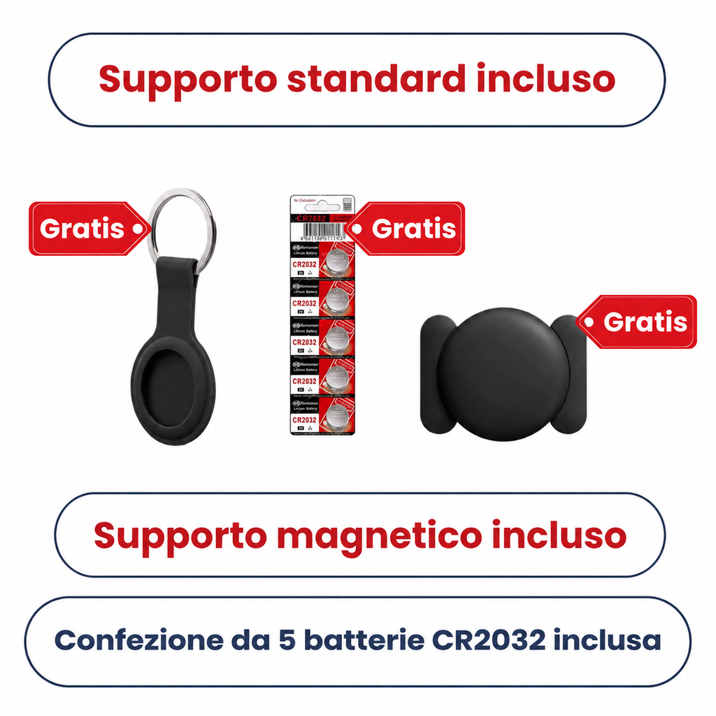 Tracker GPS bambini senza costi mensili, autonomia fino a 12 mesi con una sola batteria CR2032.