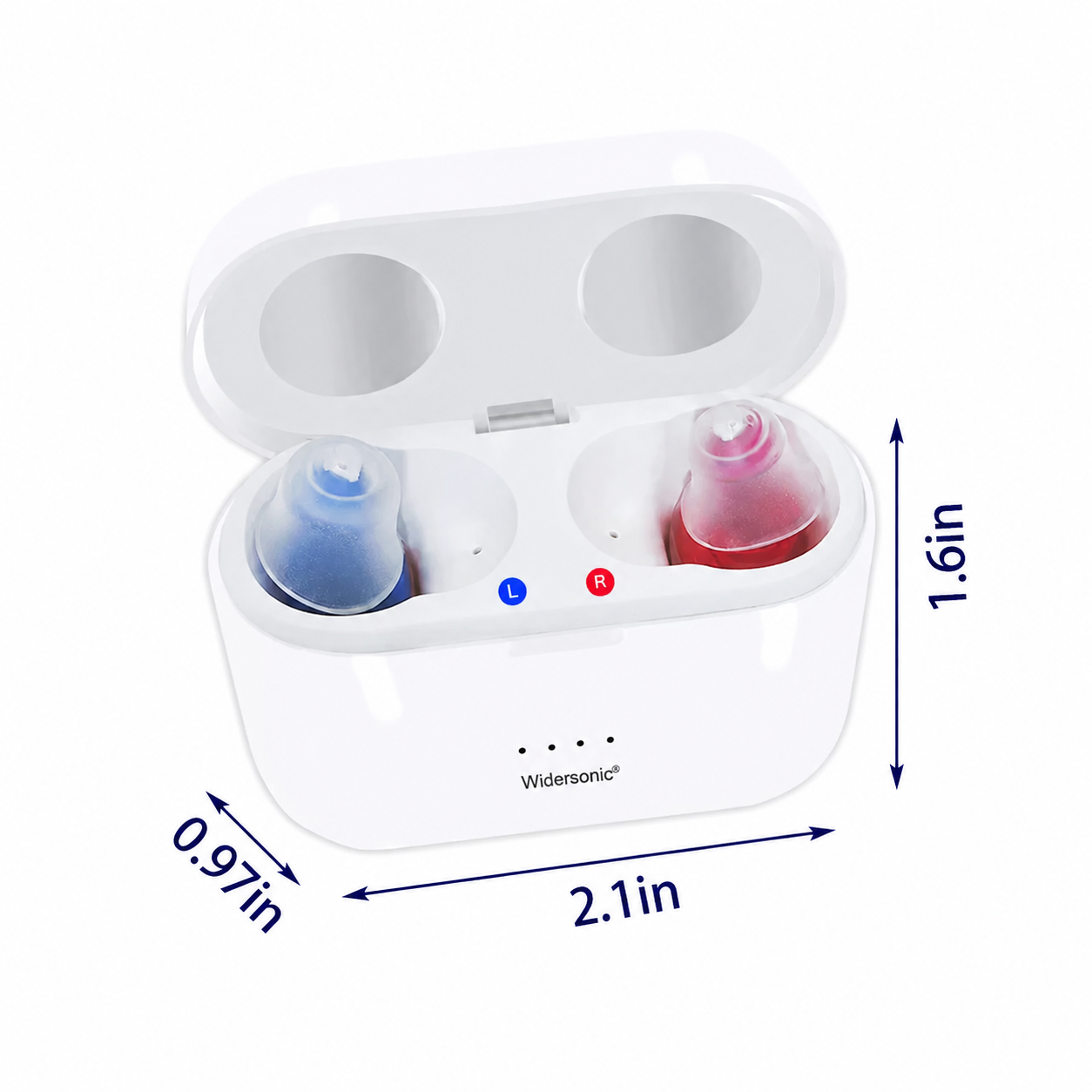 Amplificatore uditivo ClearPro con auricolari di diverse dimensioni per adattamento perfetto