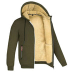 Felpa TOMMY con cappuccio e zip in pile, indossata in ambiente casual