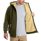 Felpa TOMMY con cappuccio e zip in pile, dettaglio tessuto pile