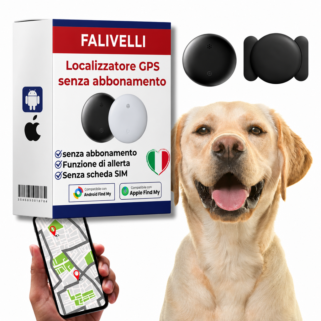 Tracker GPS per animali domestici senza abbonamento con custodia bianca compatibile Find My