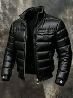Giacca outdoor retro Ragnar in pelle sintetica nera con design vintage maschile