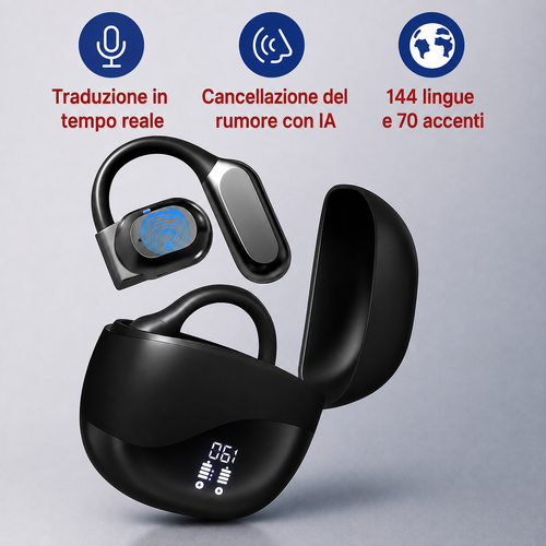 Auricolari di traduzione intelligente FALIVELLI con custodia di ricarica LED