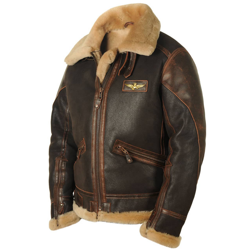 Giacca bomber da uomo con collo in pile color cammello, vista frontale
