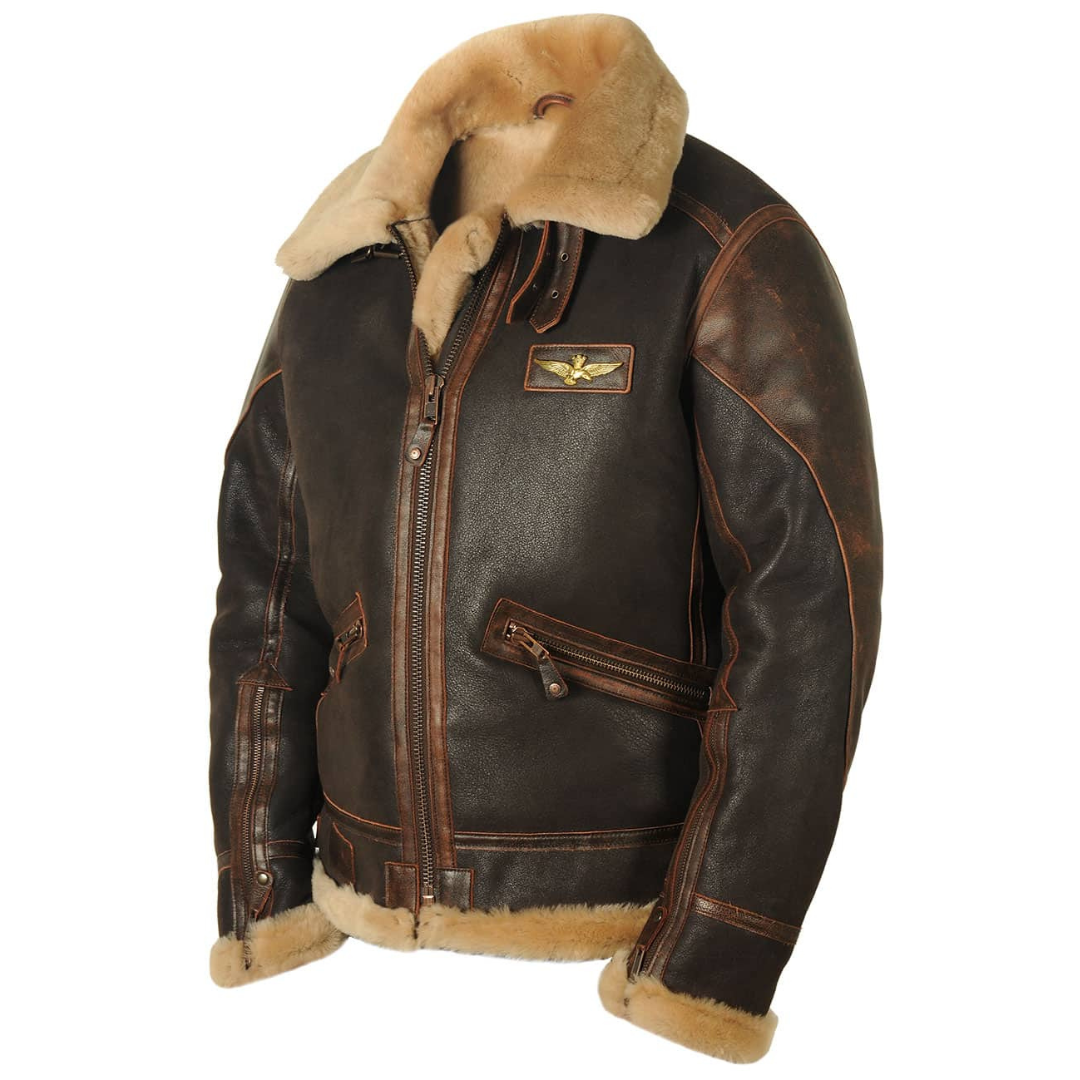 Giacca bomber da uomo con collo in pile color cammello, vista frontale