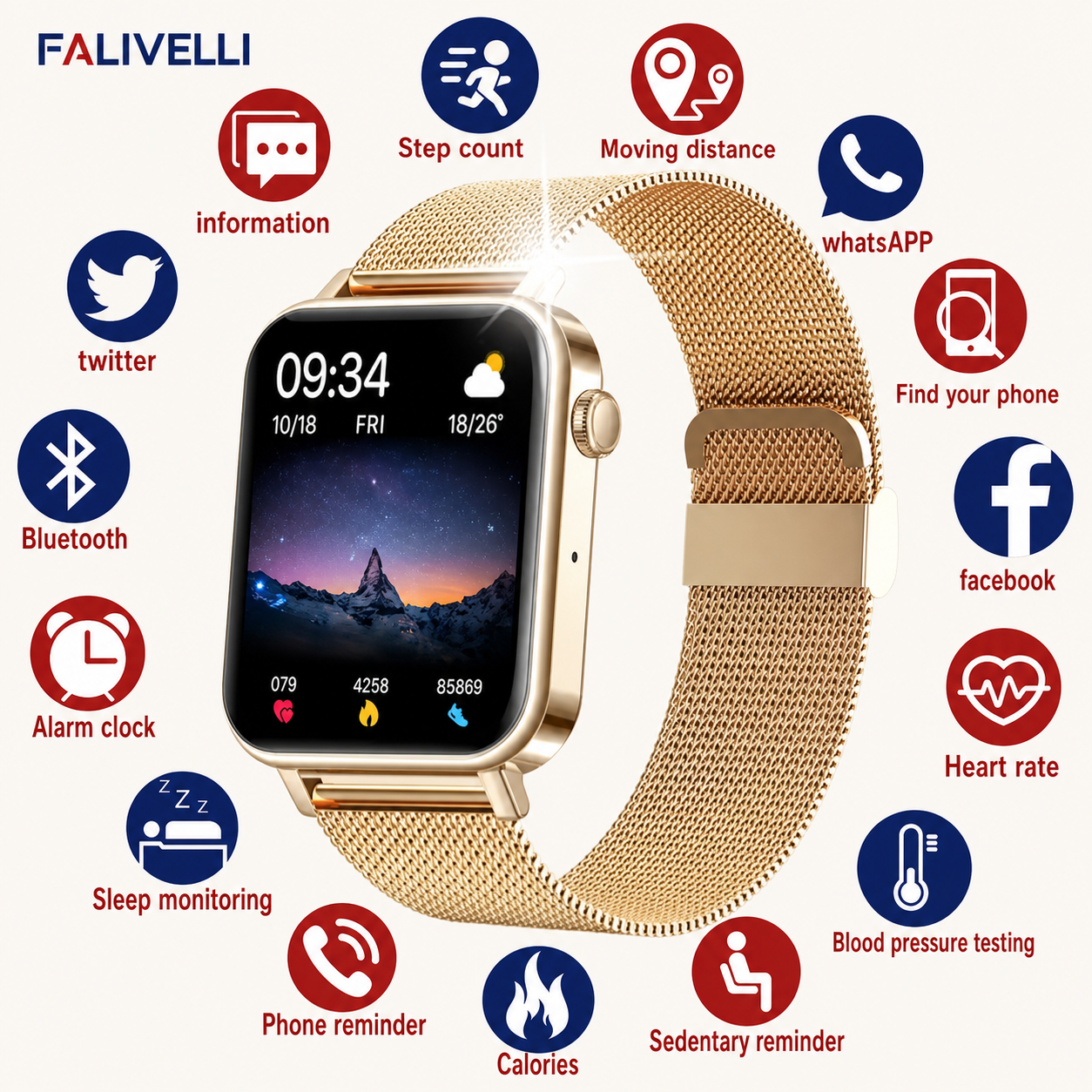 Orologio intelligente femminile con quadrante elegante e cinturino raffinato