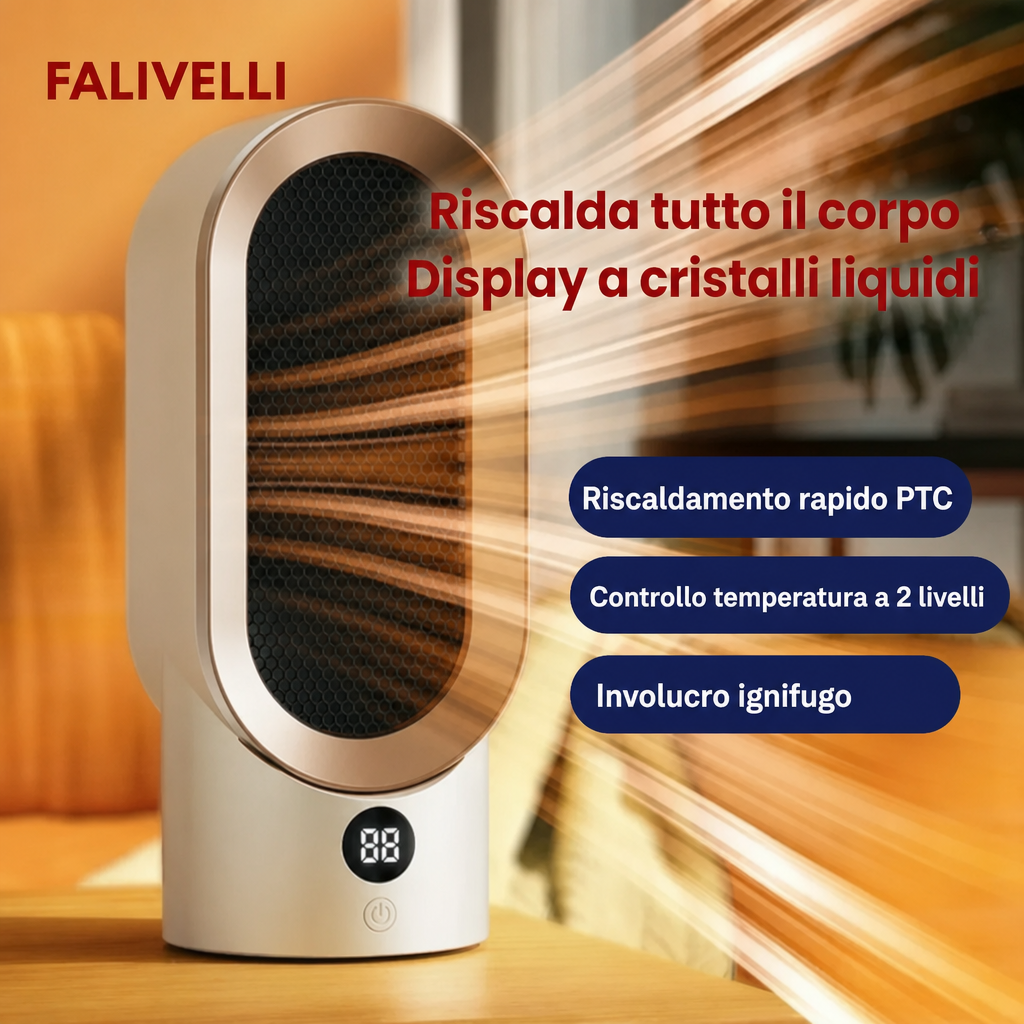 HogarCalido Pro termoventilatore elettrico portatile con display digitale e design compatto