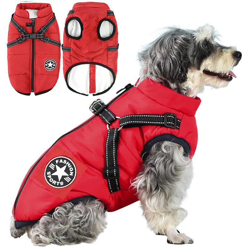 Cappotto invernale 3-in-1 per cani con pettorina integrata, disponibile in diversi colori