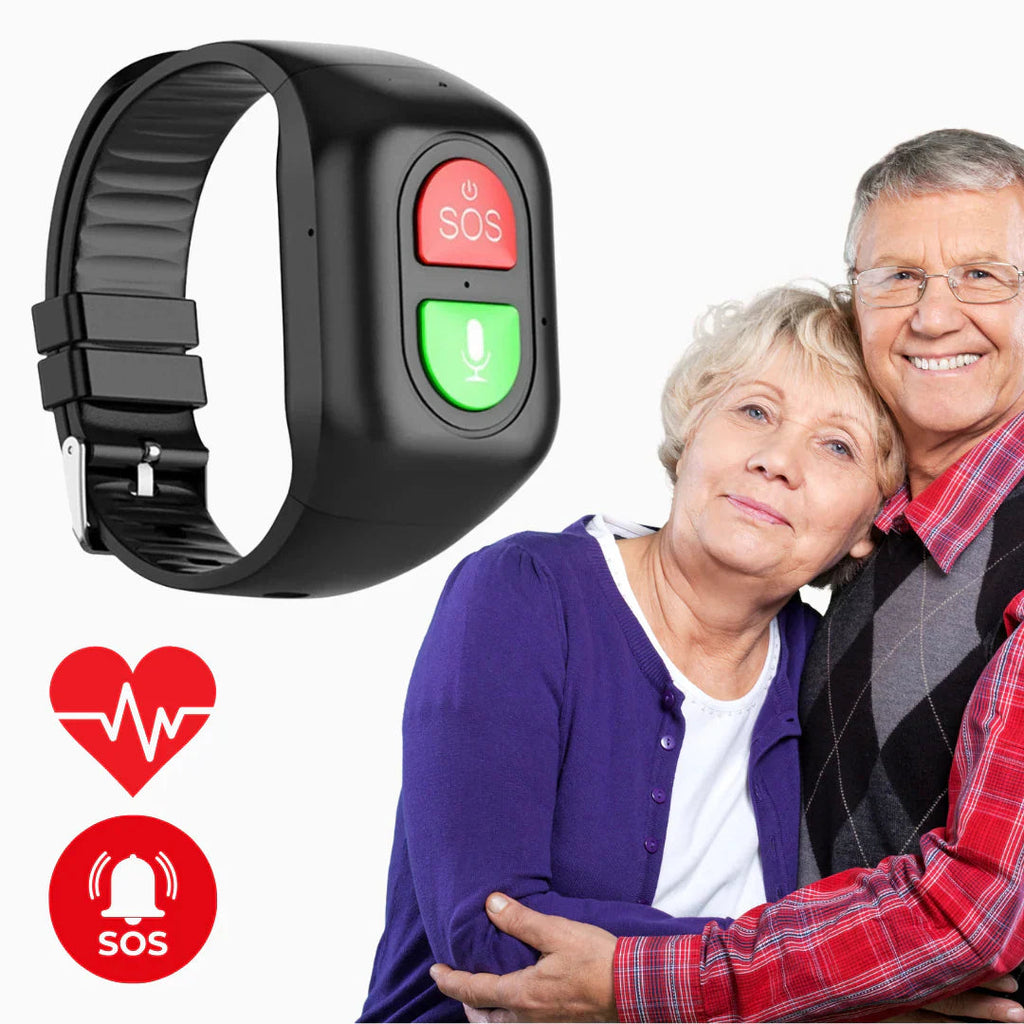 Smartwatch GPS 4G per anziani con pulsante SOS e monitoraggio salute, vista frontale del display
