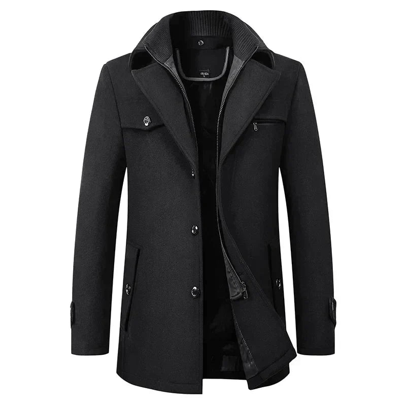 Cappotto impermeabile invernale business Andrew in vista frontale, design elegante e moderno