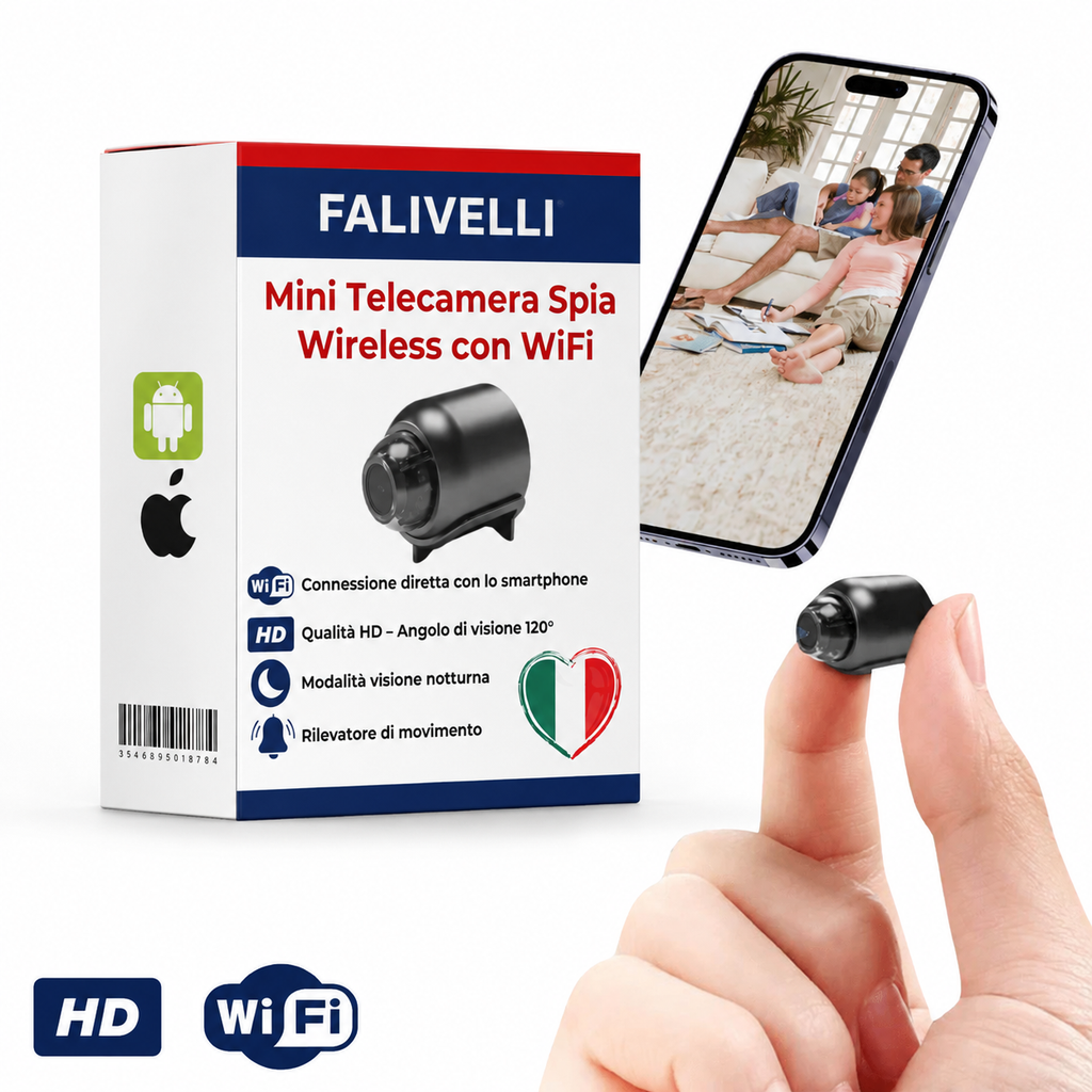 Microcamera WiFi VisionX Full HD con custodia compatta e design discreto per sorveglianza nascosta