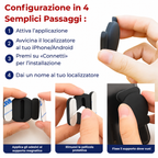Localizzatore GPS per bici mostrato con smartphone che visualizza l'app Dov'è e Trova il mio dispositivo