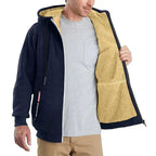 Felpa TOMMY con cappuccio e zip in pile nera, dettaglio chiusura