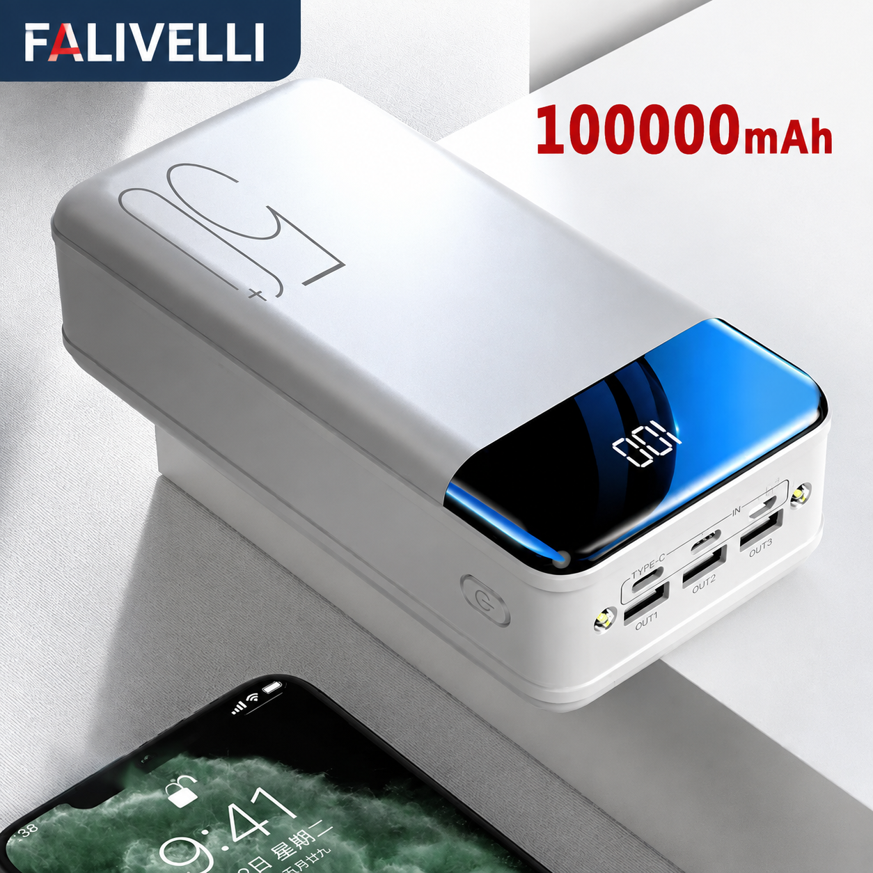 Caricatore portatile TitanCharge che ricarica simultaneamente smartphone e tablet