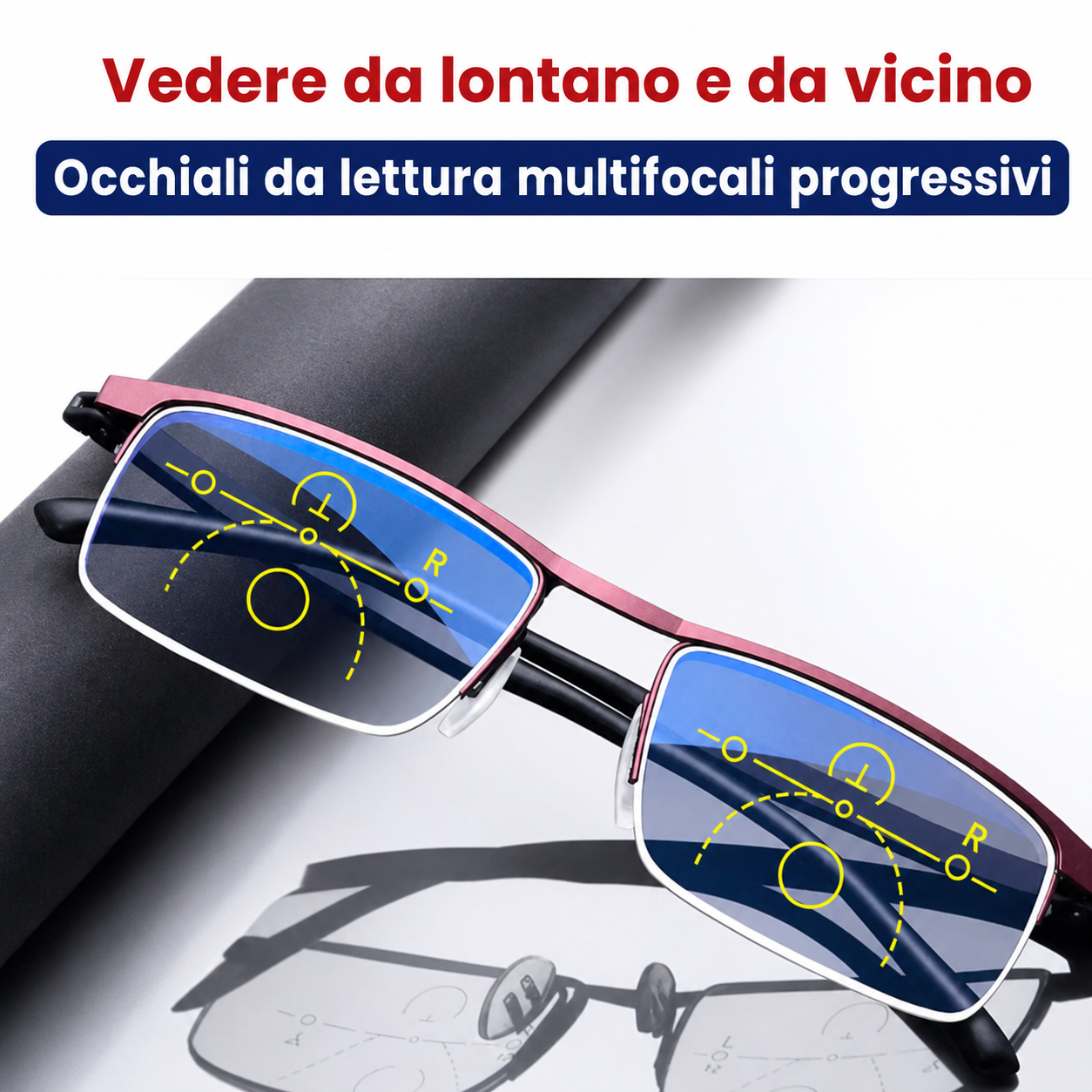 Dettaglio delle lenti progressive intelligenti con tecnologia tedesca ARNO e protezione UV
