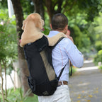 Dettaglio spallacci imbottiti zaino porta-cani per escursioni