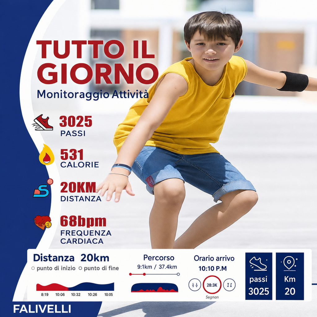 Orologio Fitness GPS per Bambini con cinturino in silicone comodo e resistente
