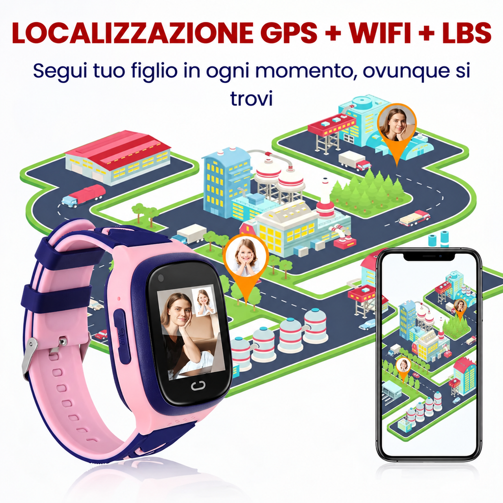 Funzione zona sicura e pulsante SOS dello smartwatch GPS FALIVELLI per bambini