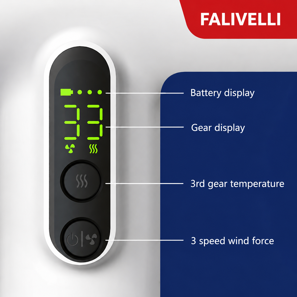 Phon portatile FALIVELLI in uso, mostra la libertà di movimento senza cavo e il design ergonomico leggero per asciugatura professionale