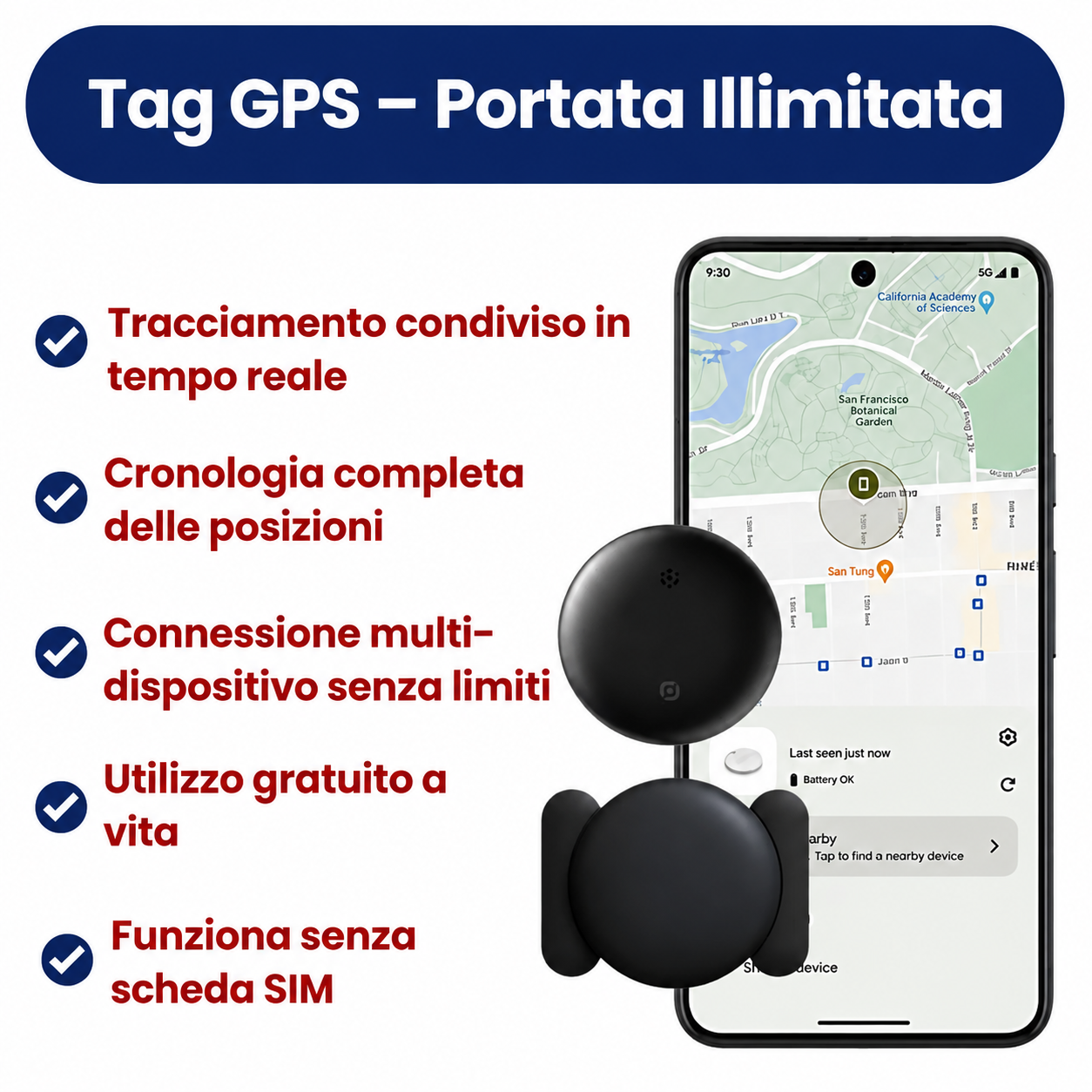 Dispositivo GPS antifurto FALIVELLI discreto e compatto per protezione auto e moto