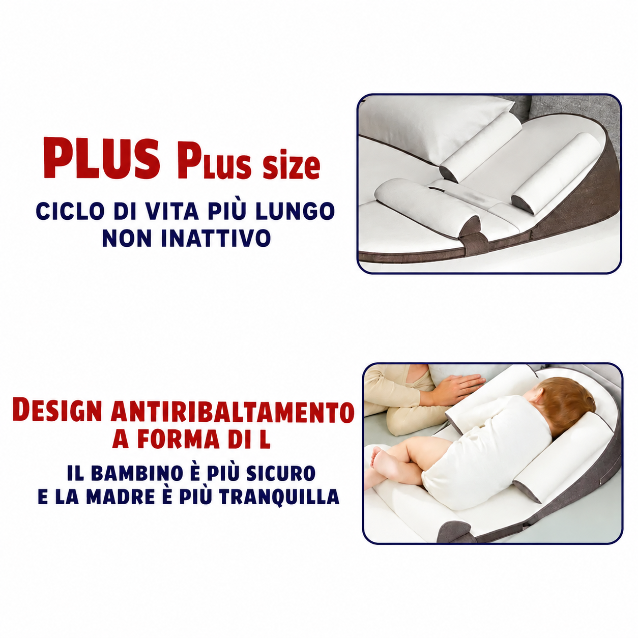 Particolare del rivestimento del cuscino inclinato per neonati