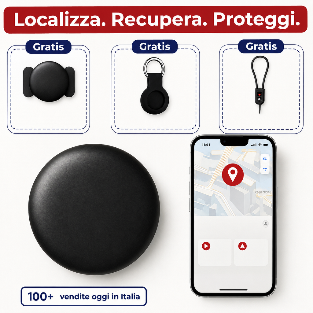 Tracker GPS FALIVELLI con batteria CR2032 inclusa e autonomia fino a 24 mesi