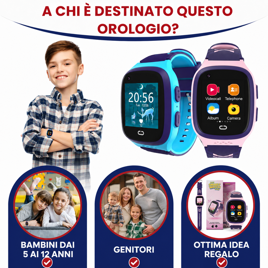 Schermata app smartwatch GPS FALIVELLI con videochiamate e comunicazione bidirezionale