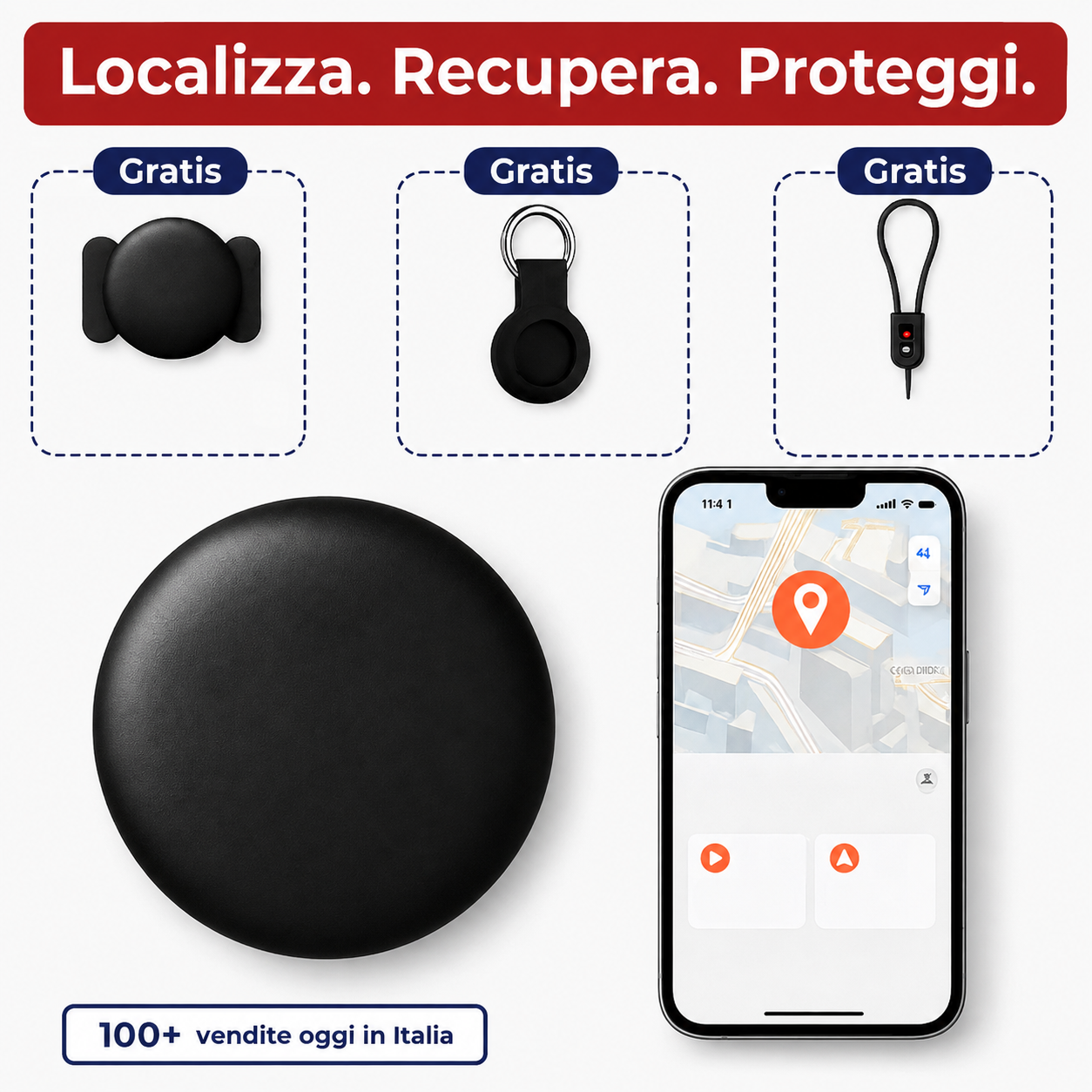 Batteria CR2032 inclusa con il tracker GPS, autonomia fino a 24 mesi