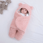 Coperta neonato con cappuccio decorato, disponibile in sei colori diversi