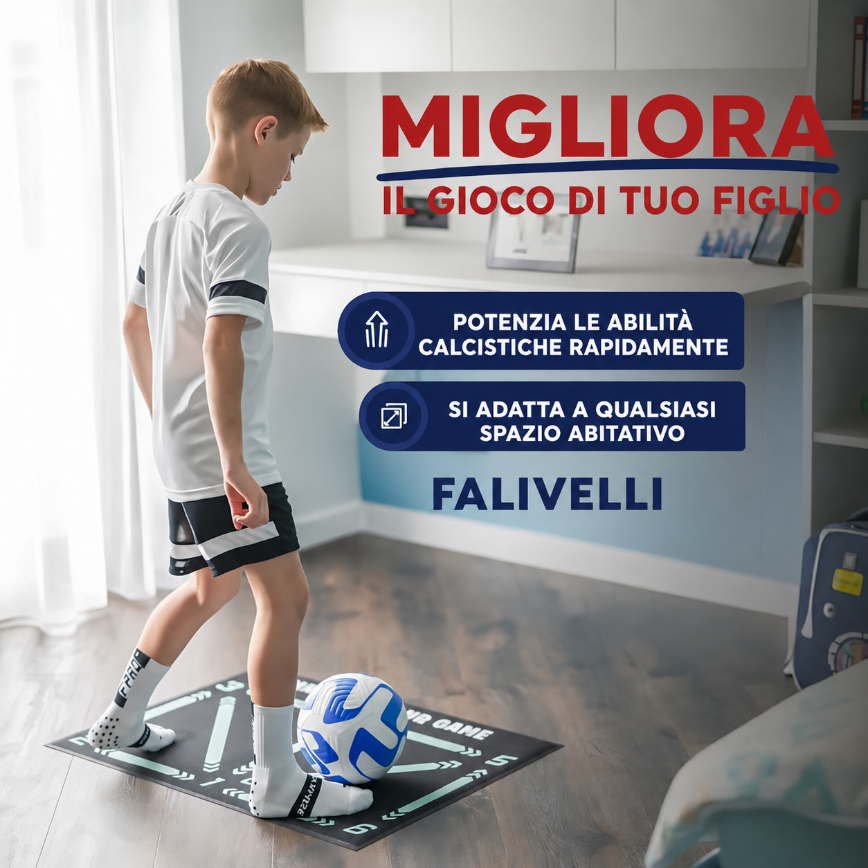 Esercizi di dribbling e concentrazione sul Tappetino da Allenamento Calcio Pro