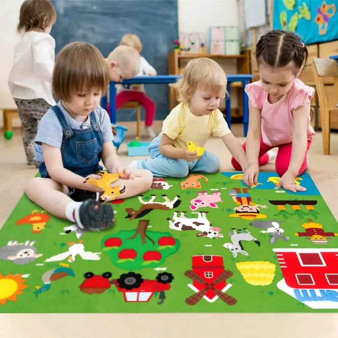 Attività educative con il pannello in feltro Montessori Fattoria per sviluppare creatività e linguaggio