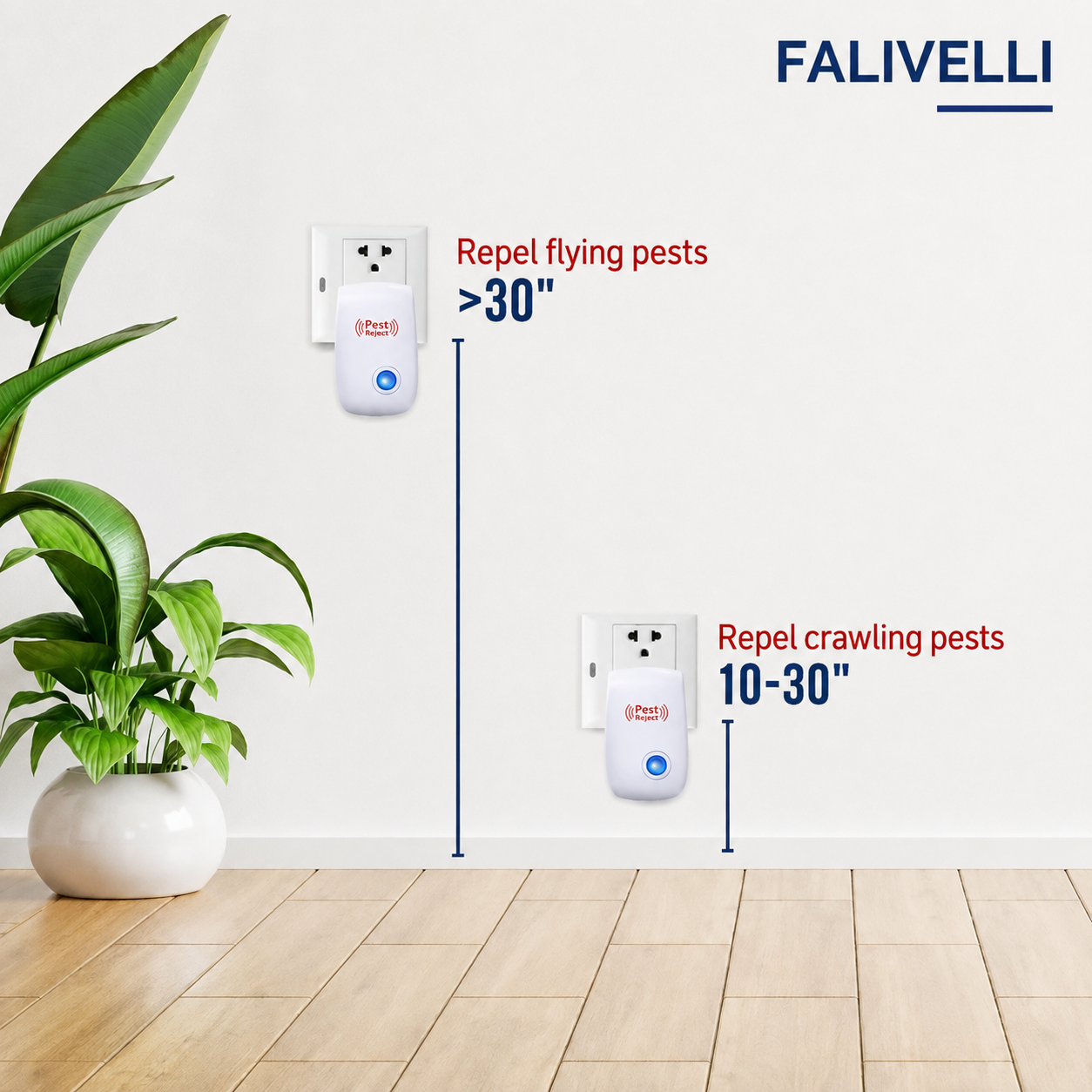 Repellente elettronico per mosche FALIVELLI con tecnologia a ultrasuoni silenziosa