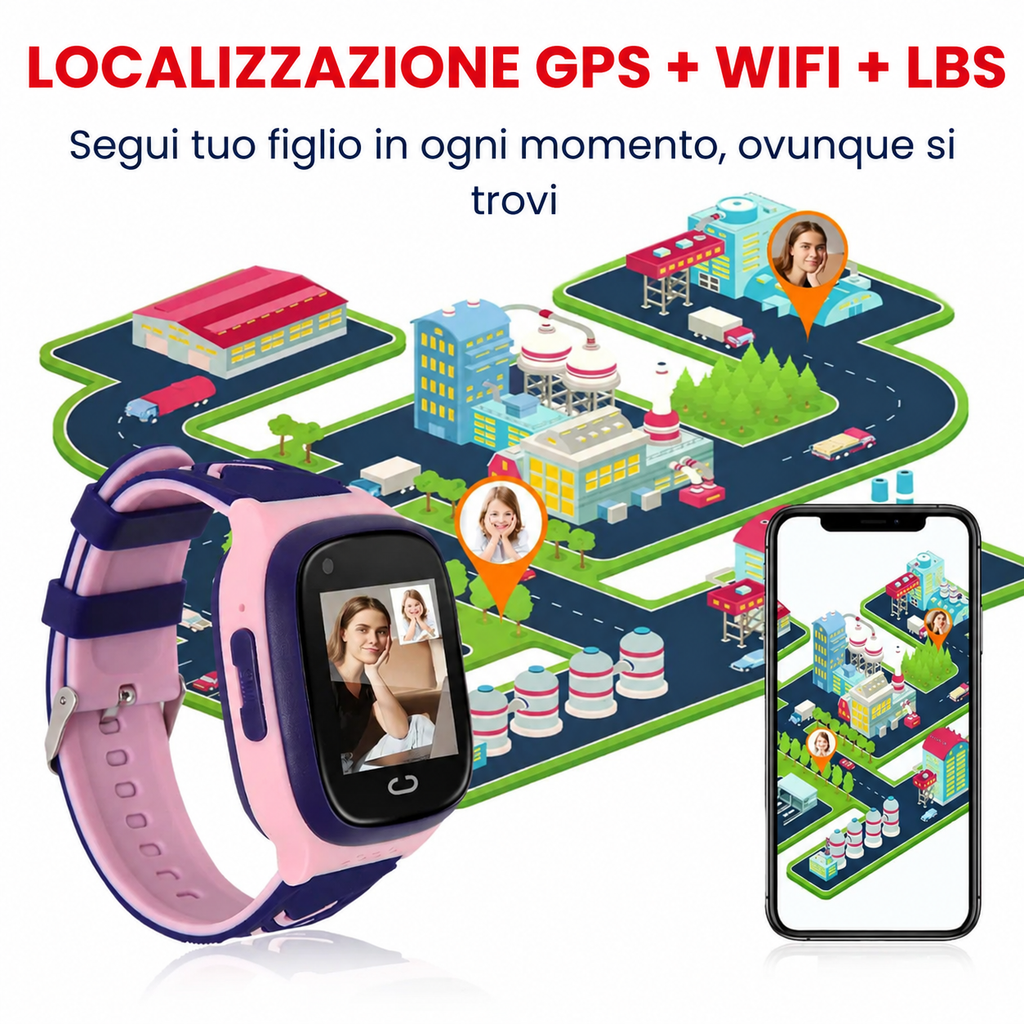 Smartwatch GPS FALIVELLI per bambini con contapassi e monitoraggio frequenza cardiaca