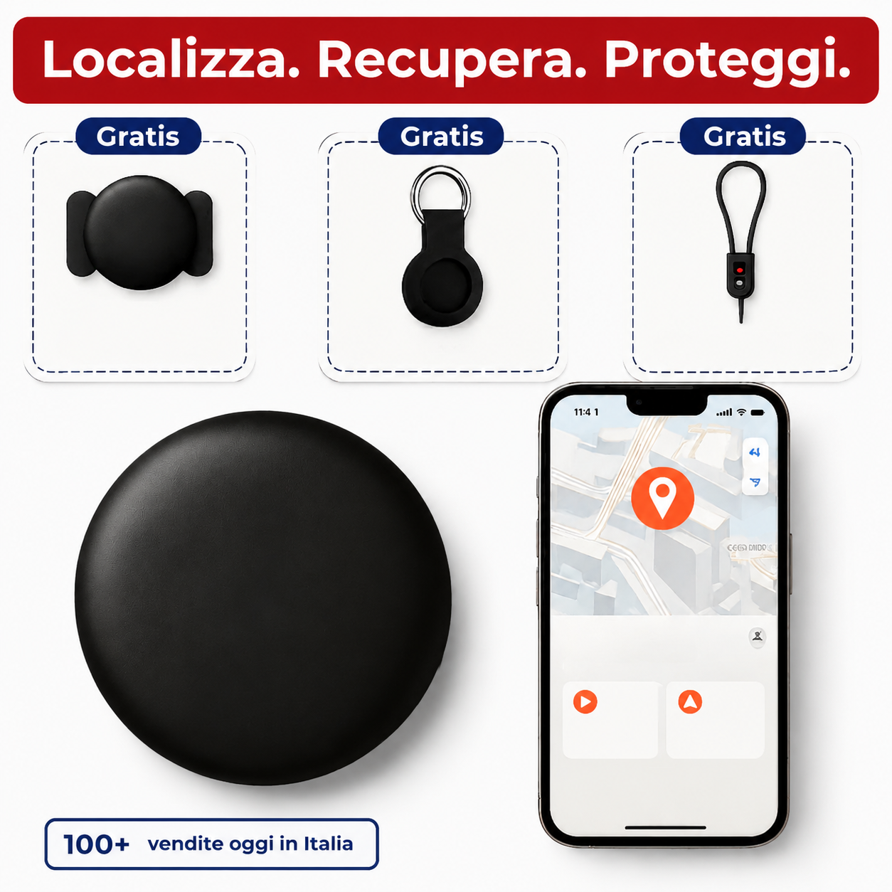 Tracker GPS versatile montato su bicicletta, moto, monopattino elettrico e scooter con supporti inclusi