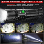 Torcia tattica FALIVELLI impermeabile IPX5 con cinque modalità di illuminazione selezionabili