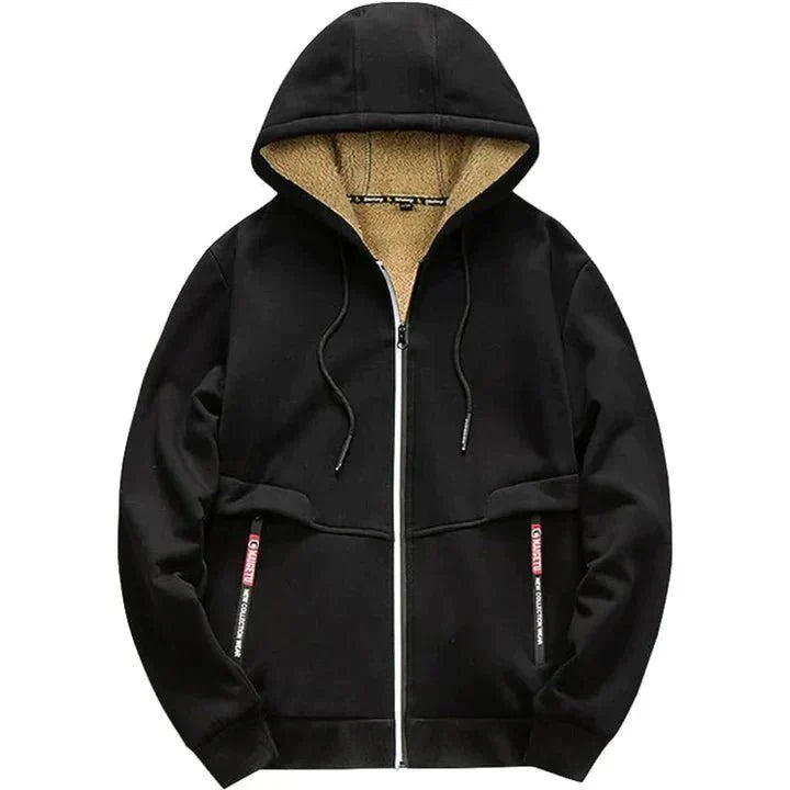 Felpa TOMMY con cappuccio e zip in pile bianca, dettaglio tasche