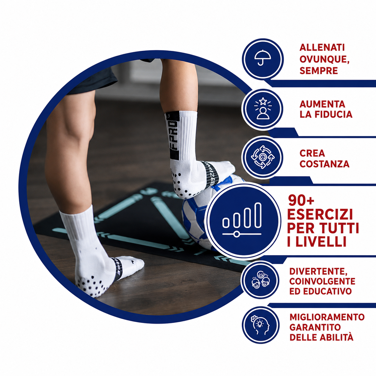 Allenamento della coordinazione e stabilità con il Tappetino Calcio Pro