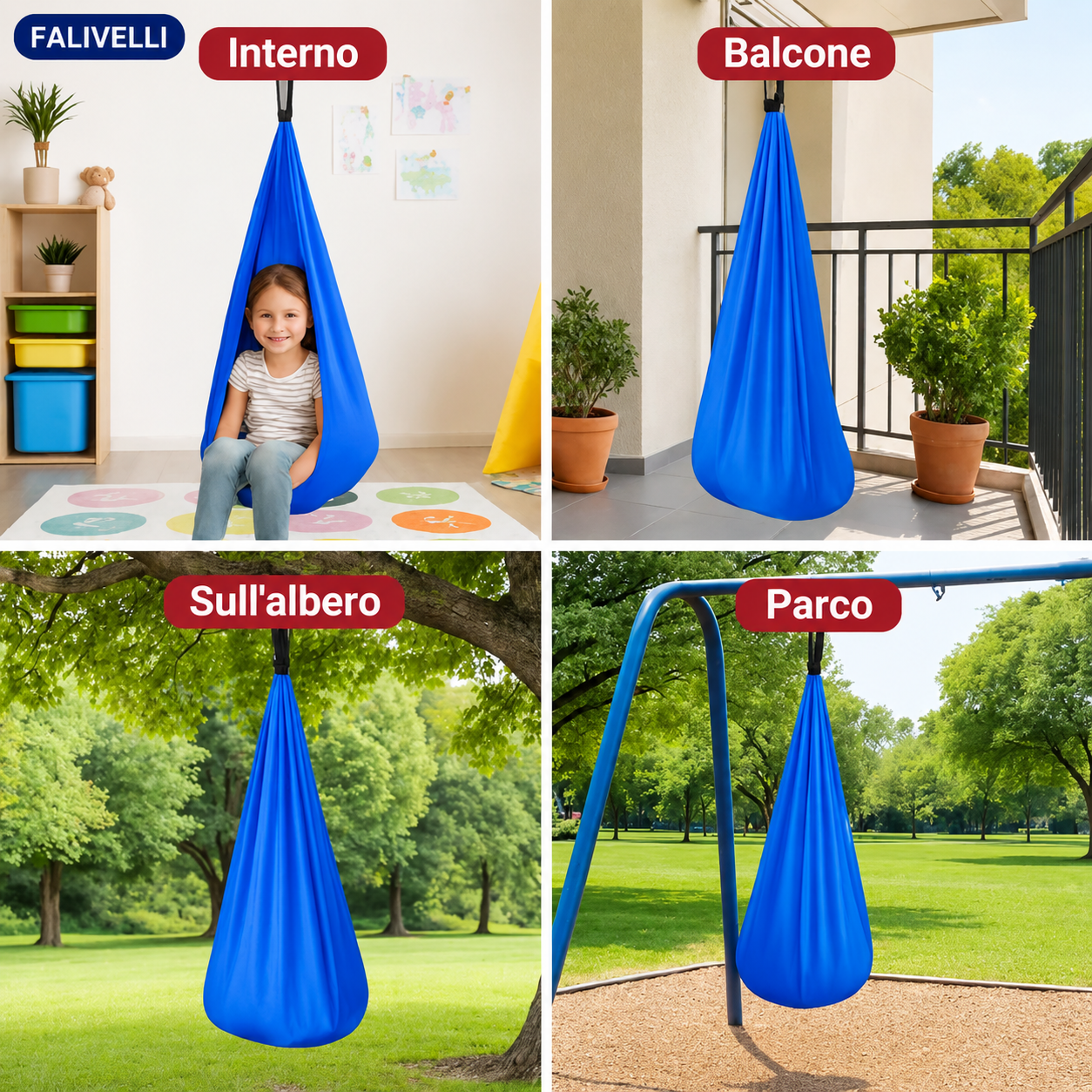 Dettaglio del tessuto elastico in cotone dell'altalena sensoriale con cuciture rinforzate