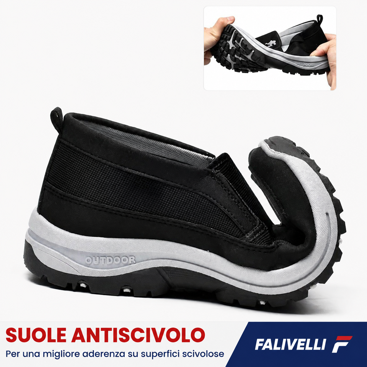 Vista laterale delle calzature OrthoPro con tessuto traspirante premium