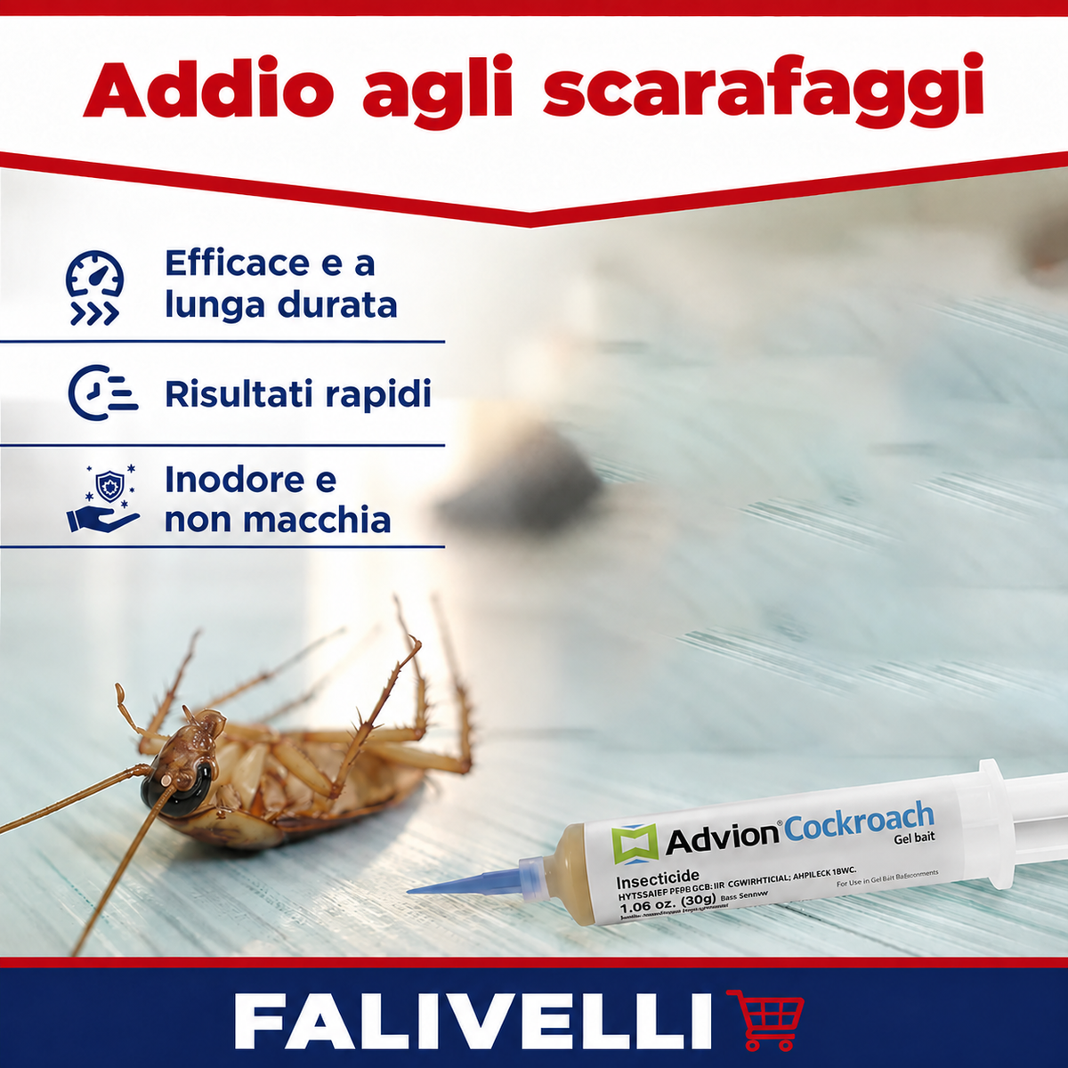 Gel esca anti-blatte in siringa per uso domestico