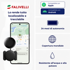 Confezione completa tracker GPS animali con supporto tipo AirTag e set batterie CR2032