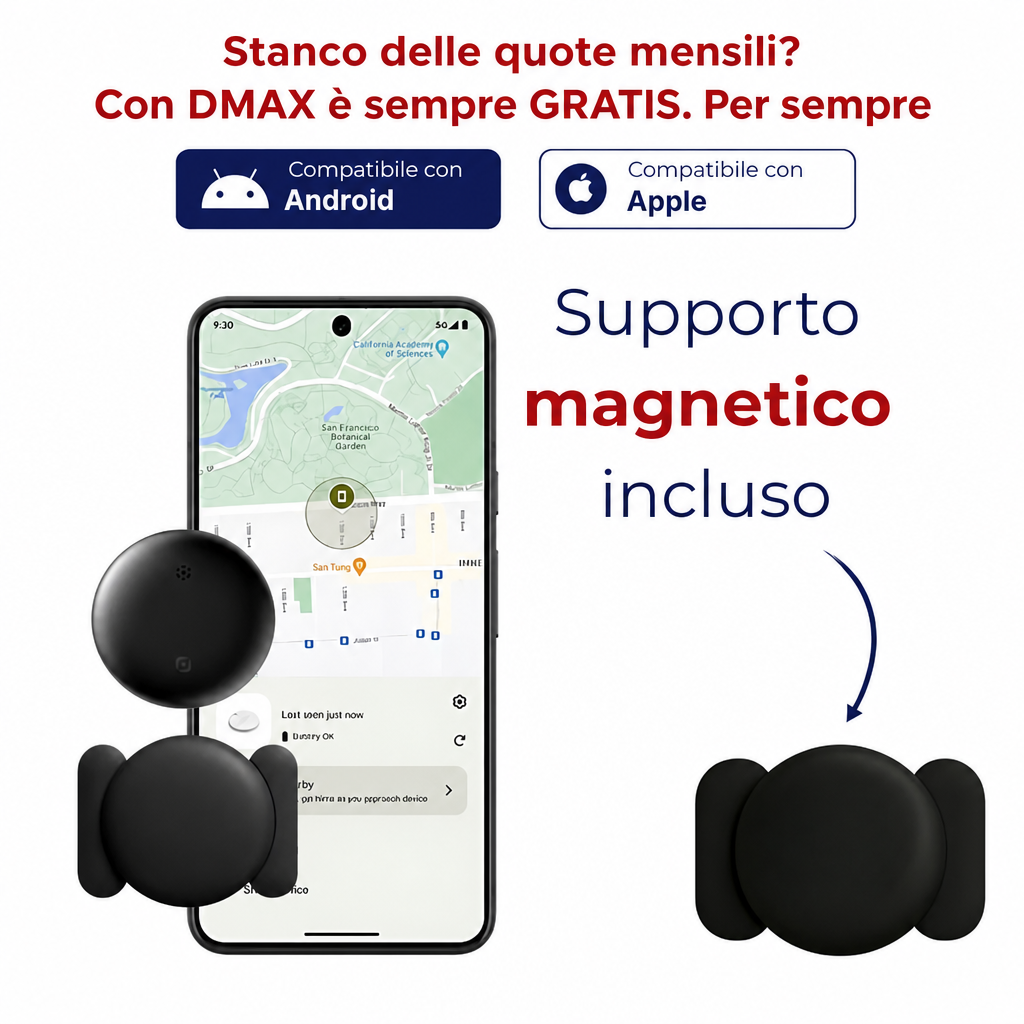 Tracker GPS FALIVELLI con tecnologia ufficiale Apple e Android Find My per sicurezza veicoli