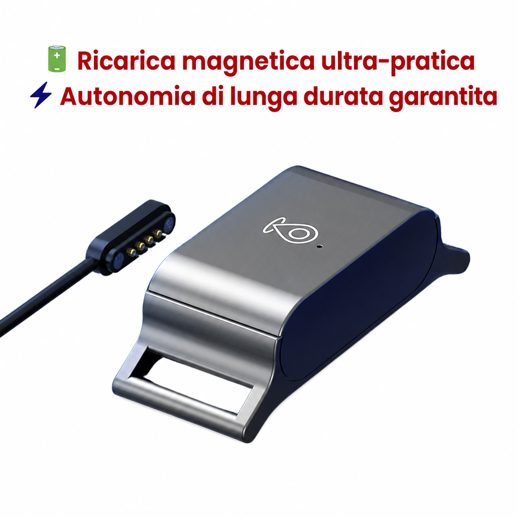 Specifiche tecniche localizzatore GPS: batteria 500 mAh, precisione 2-3 metri, autonomia 8-12 giorni