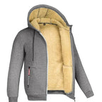 Felpa TOMMY con cappuccio e zip in pile grigio scuro, vista posteriore